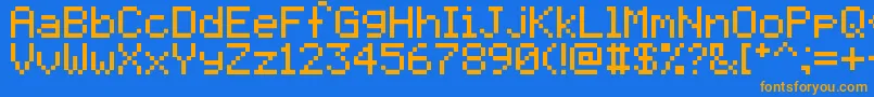 Pixelmix Font – Orange Fonts on Blue Background