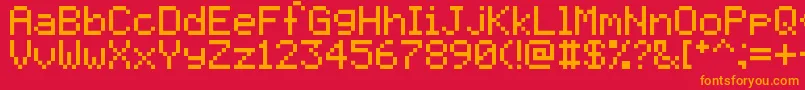 Fonte Pixelmix – fontes laranjas em um fundo vermelho