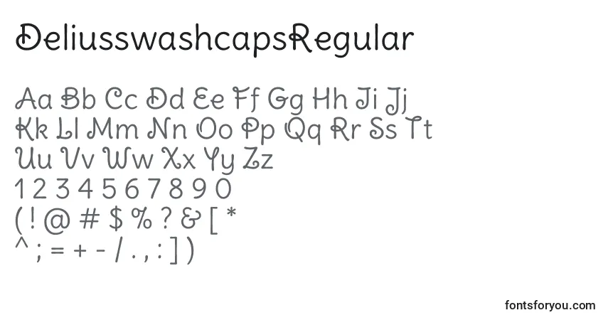 Шрифт DeliusswashcapsRegular – алфавит, цифры, специальные символы