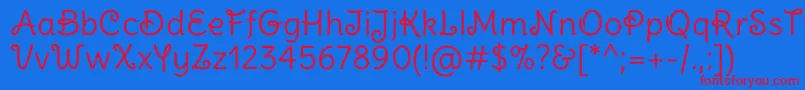 DeliusswashcapsRegular Font – Red Fonts on Blue Background