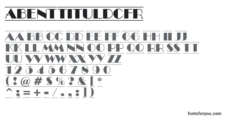 Czcionka ABenttituldcfr – alfabet, cyfry, specjalne znaki