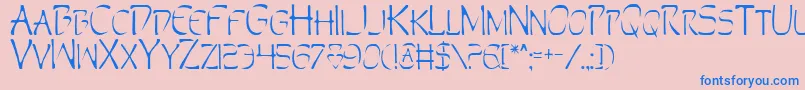 Perdition-Schriftart – Blaue Schriften auf rosa Hintergrund