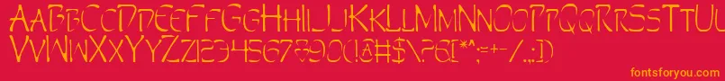 Perdition-Schriftart – Orangefarbene Schriften auf rotem Hintergrund