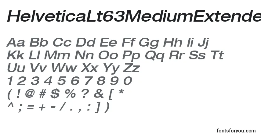 Schriftart HelveticaLt63MediumExtendedOblique – Alphabet, Zahlen, spezielle Symbole