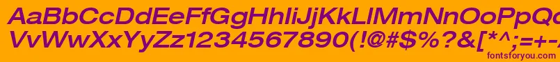 HelveticaLt63MediumExtendedOblique Font – Purple Fonts on Orange Background