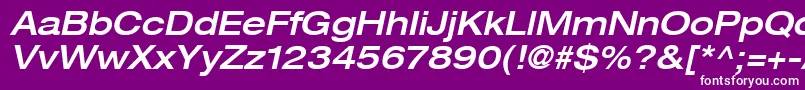 HelveticaLt63MediumExtendedOblique Font – White Fonts on Purple Background