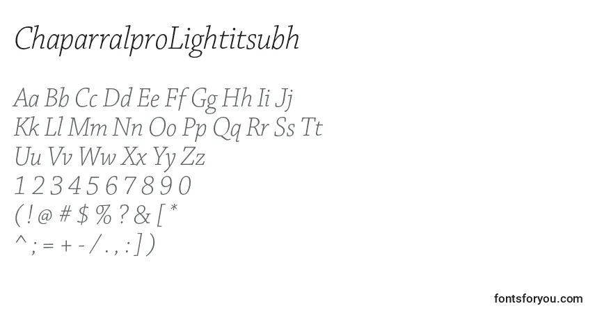 ChaparralproLightitsubh Font – alphabet, numbers, special characters