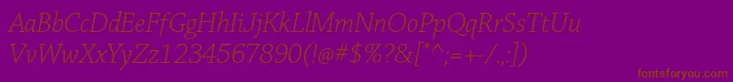 Шрифт ChaparralproLightitsubh – коричневые шрифты на фиолетовом фоне