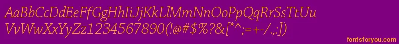 ChaparralproLightitsubh Font – Orange Fonts on Purple Background