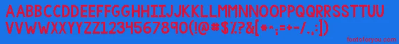Kgonemorelight-Schriftart – Rote Schriften auf blauem Hintergrund
