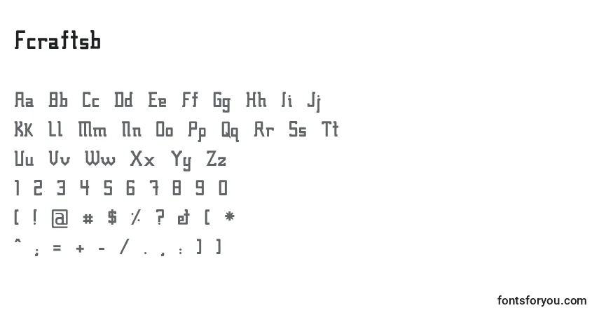 A fonte Fcraftsb – alfabeto, números, caracteres especiais