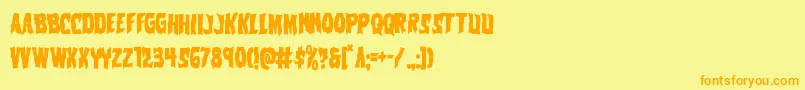 フォントVorvolakacond – オレンジの文字が黄色の背景にあります。