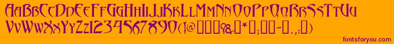 Arthurgothic-Schriftart – Violette Schriften auf orangefarbenem Hintergrund