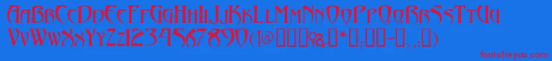 Arthurgothic Font – Red Fonts on Blue Background