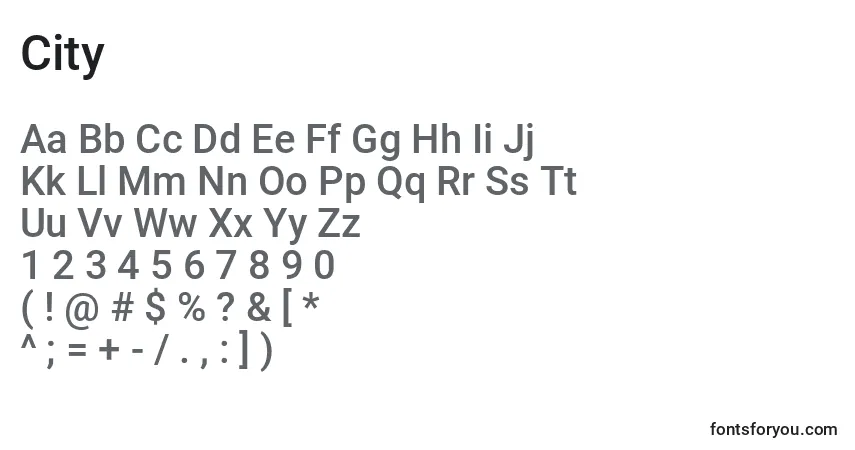 characters of city font, letter of city font, alphabet of  city font