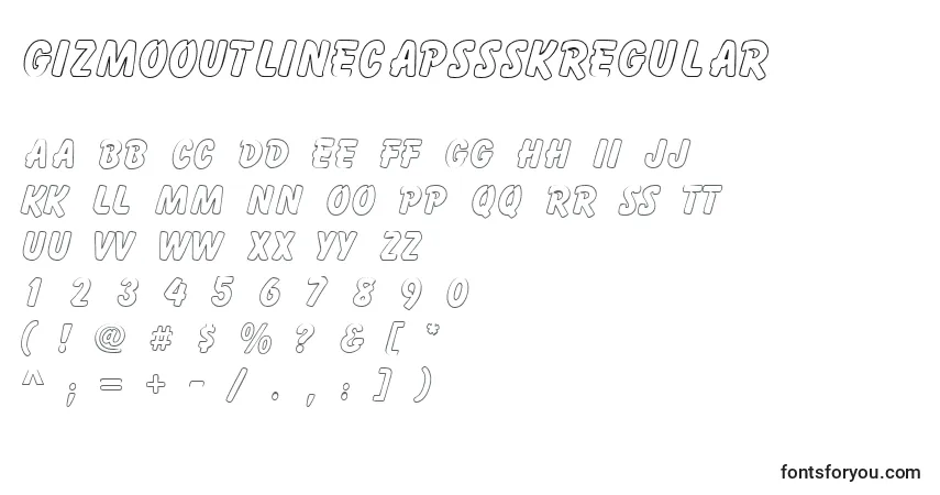 characters of gizmooutlinecapssskregular font, letter of gizmooutlinecapssskregular font, alphabet of  gizmooutlinecapssskregular font
