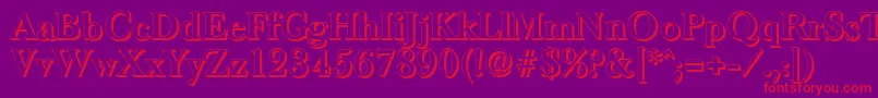 BaskeroldshadowBold-Schriftart – Rote Schriften auf violettem Hintergrund