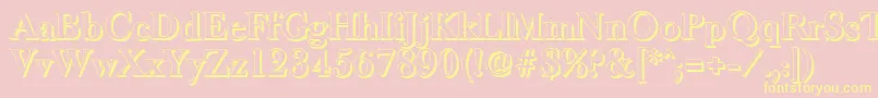 BaskeroldshadowBold-Schriftart – Gelbe Schriften auf rosa Hintergrund