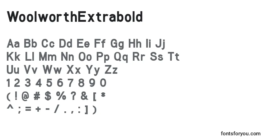 Шрифт WoolworthExtrabold – алфавит, цифры, специальные символы