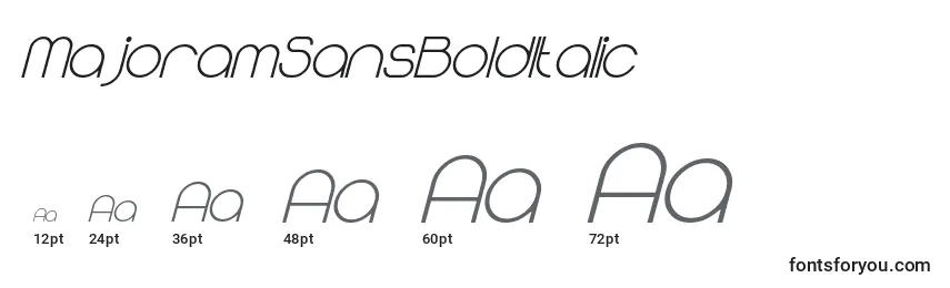 MajoramSansBoldItalic Font Sizes