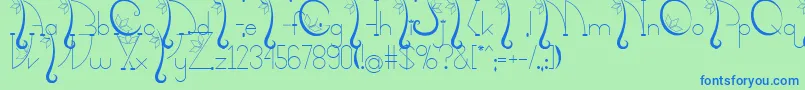 Kalopsiaupdatefinal-Schriftart – Blaue Schriften auf grünem Hintergrund