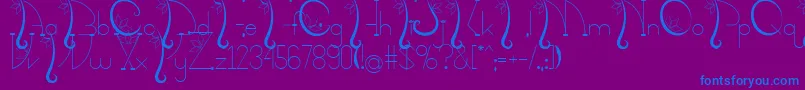 Kalopsiaupdatefinal-Schriftart – Blaue Schriften auf violettem Hintergrund
