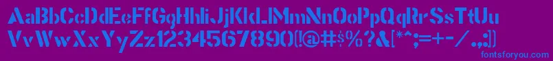 StencilGothicJl-Schriftart – Blaue Schriften auf violettem Hintergrund