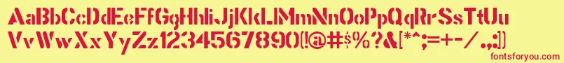 StencilGothicJl Font – Red Fonts on Yellow Background