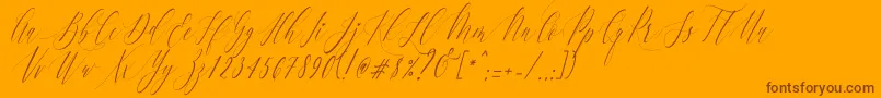CharlotteCalligraphySlantR1 Font – Brown Fonts on Orange Background