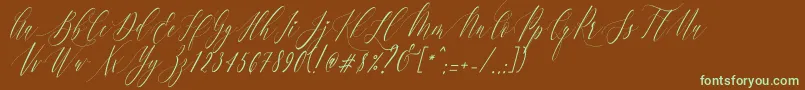 CharlotteCalligraphySlantR1 Font – Green Fonts on Brown Background