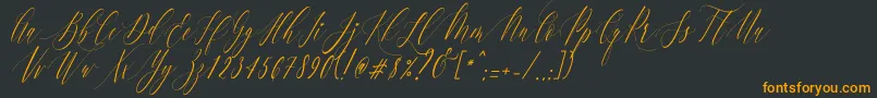 CharlotteCalligraphySlantR1-fontti – oranssit fontit mustalla taustalla