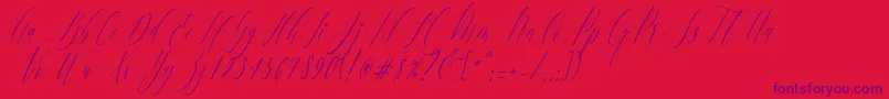 Шрифт CharlotteCalligraphySlantR1 – фиолетовые шрифты на красном фоне