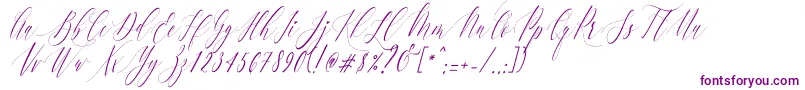 CharlotteCalligraphySlantR1-fontti – violetit fontit valkoisella taustalla