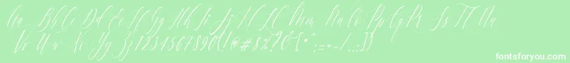 CharlotteCalligraphySlantR1 Font – White Fonts on Green Background