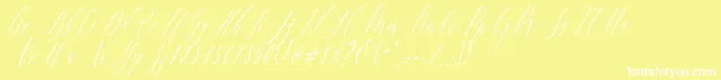 Fonte CharlotteCalligraphySlantR1 – fontes brancas em um fundo amarelo