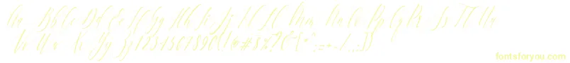 Fonte CharlotteCalligraphySlantR1 – fontes amarelas em um fundo branco