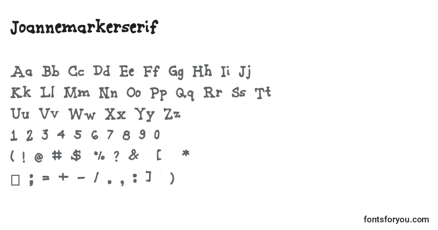 Czcionka Joannemarkerserif – alfabet, cyfry, specjalne znaki