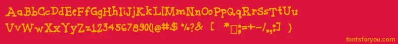 フォントJoannemarkerserif – 赤い背景にオレンジの文字