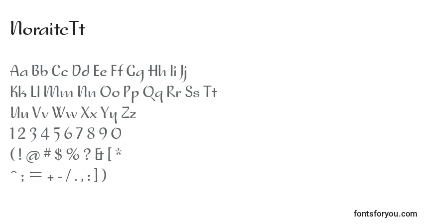 A fonte NoraitcTt – alfabeto, números, caracteres especiais