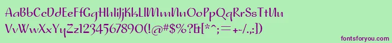 フォントNoraitcTt – 緑の背景に紫のフォント