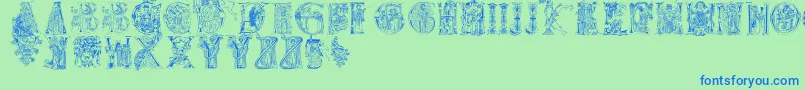 Christianinitials Font – Blue Fonts on Green Background