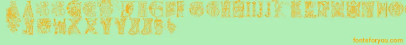 Christianinitials Font – Orange Fonts on Green Background