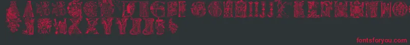 フォントChristianinitials – 黒い背景に赤い文字