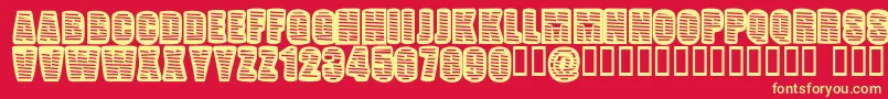PopWillEatItself-Schriftart – Gelbe Schriften auf rotem Hintergrund