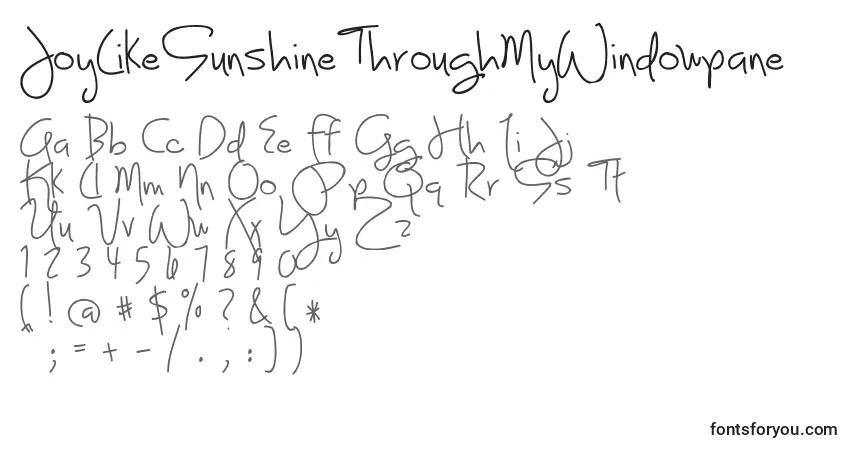 JoyLikeSunshineThroughMyWindowpane Font – alphabet, numbers, special characters