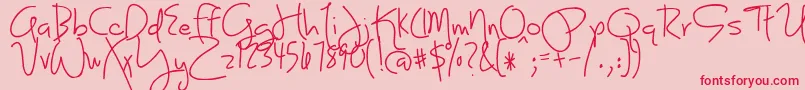 Saiba mais sobre a fonte JoyLikeSunshineThroughMyWindowpane Fonte JoyLikeSunshineThroughMyWindowpane – fontes vermelhas em um fundo rosa