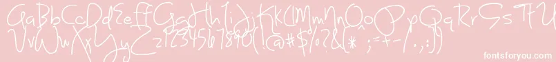 JoyLikeSunshineThroughMyWindowpane-Schriftart – Weiße Schriften auf rosa Hintergrund
