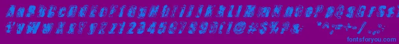 フォントZapped – 紫色の背景に青い文字
