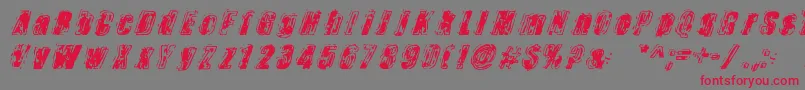 Zapped-Schriftart – Rote Schriften auf grauem Hintergrund