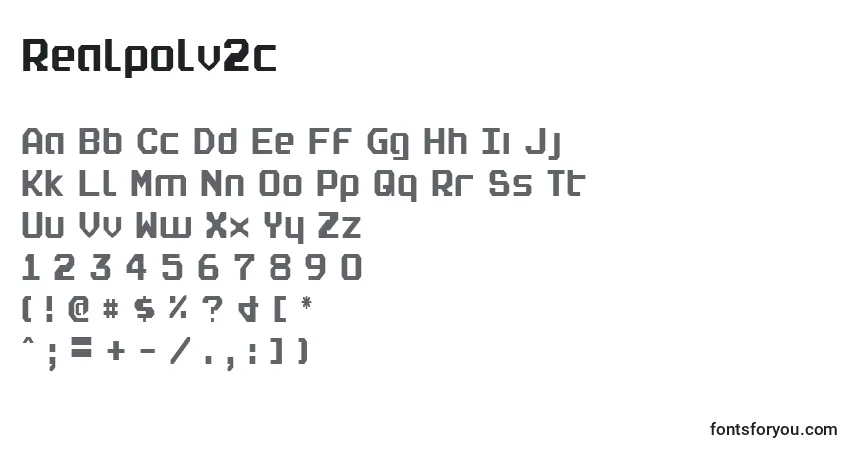 Schriftart Realpolv2c – Alphabet, Zahlen, spezielle Symbole